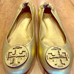 Tory Burch Gold Reva Flats